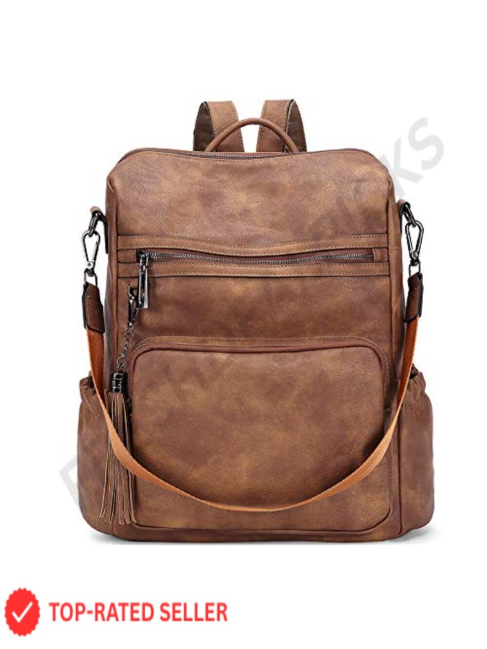 Vegan Leather Fashion Backpack for Women with Tassel